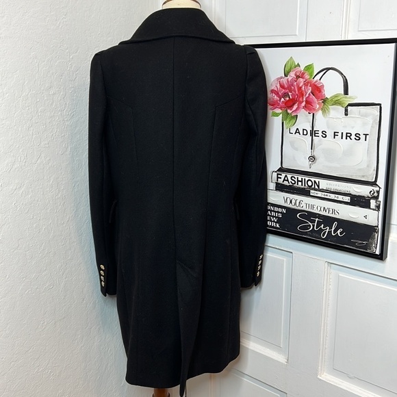 Zara Black Wool Blend Button Front Coat Size XL - Picture 3 of 8